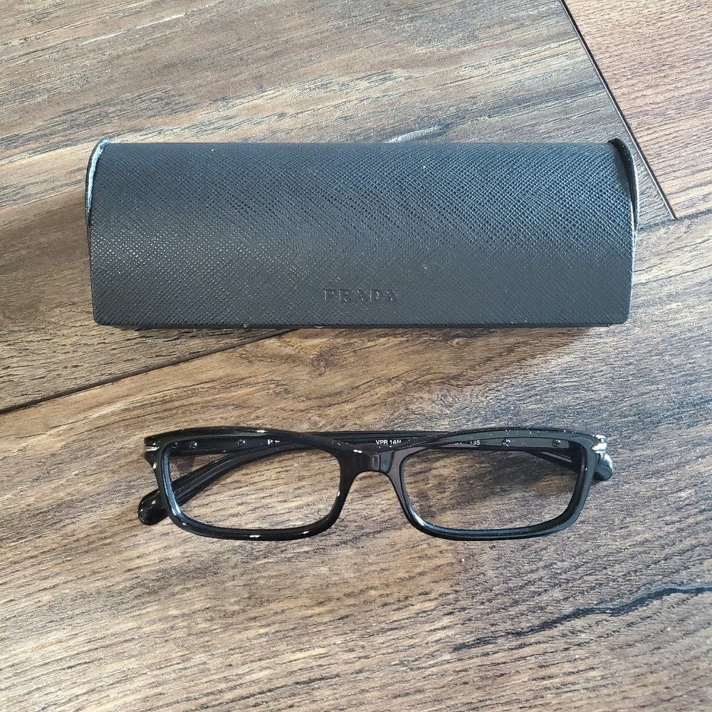 Prada black frames and case